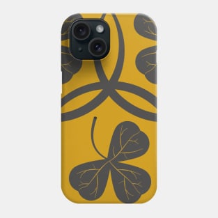 Grey on Yellow Background Clover Pattern Phone Case