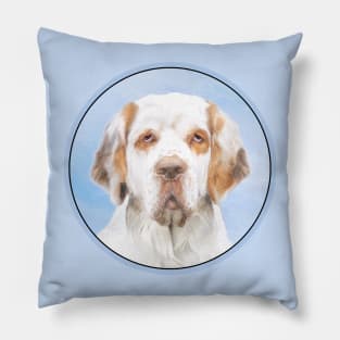 Clumber Spaniel Painting - Cute Original Dog Art Pillow