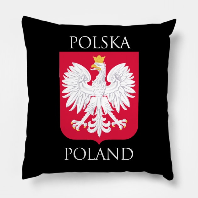 Vintage Style Poland Polish Eagle Flag Pillow by Yuri's art