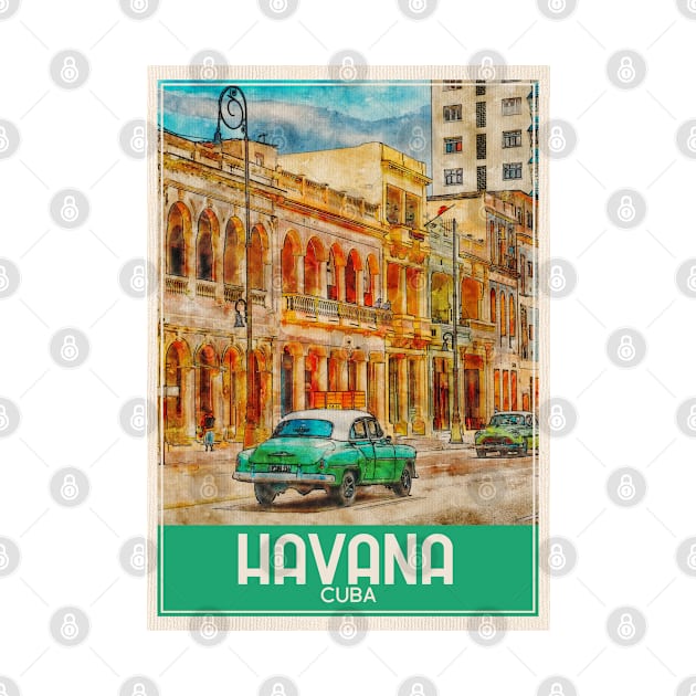 Havana Cuba Travel Art by faagrafica