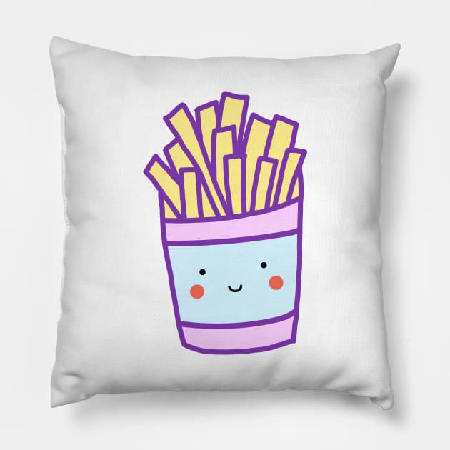 Kawaii French Fries (Pastel) Pillow by designminds1