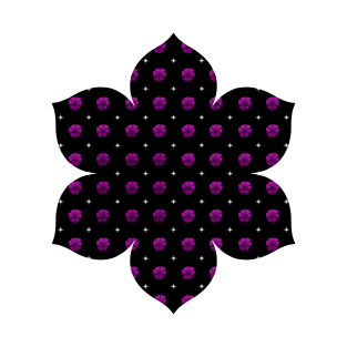 Rows of Stars and Flowers, Dark Purple T-Shirt