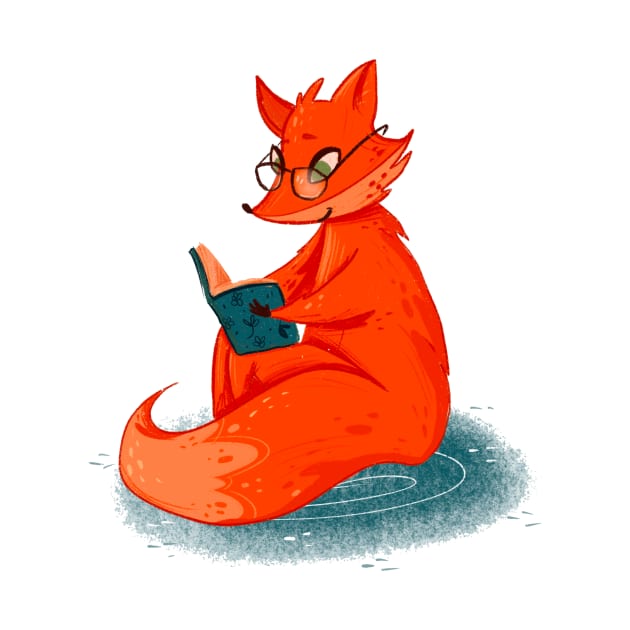 Foxy reading by Karmina Art