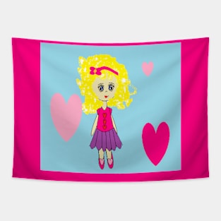 bow and heart girl Tapestry