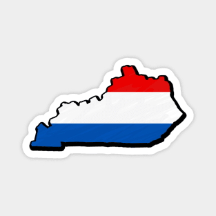 Red, White, and Blue Kentucky Outline Magnet