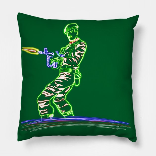 Neon Stalker Pillow by CaptainOceanSkydive