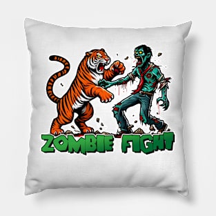 Tiger vs Zombie Fight Pillow