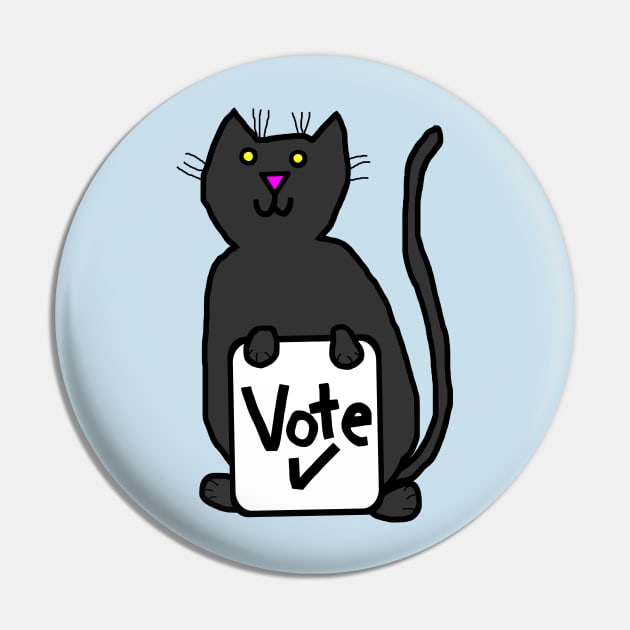 Cute Cat says Vote Pin by ellenhenryart