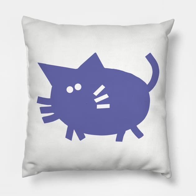 Mysterious Periwinkle Blue Chonk Kitty Cat Pillow by ellenhenryart