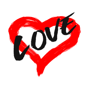 Valentines Day Love Heart in paint brush stroke design T-Shirt
