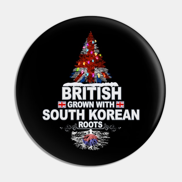 British Grown With South Korean Roots - Gift for South Korean With Roots From South Korea Pin by Country Flags