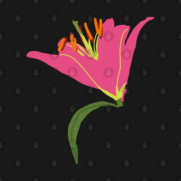 Pink Stargazer Lily Flower Abstract Painting by ellenhenryart