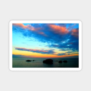 Dramatic sky over the sea with rocks Magnet