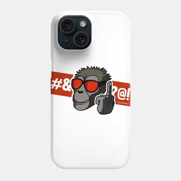 Middle Finger Funny Emoji Chimpanzee Phone Case by biscuitxbone