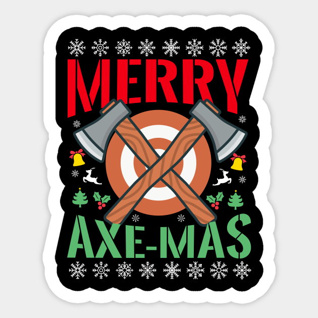 Merry Axemas Christmas Axe Throwing - Axe Throwing - Sticker