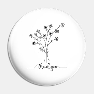 Thank you! Floral Line Art Pin