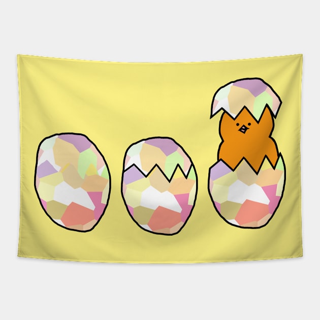 Chickens and Easter Eggs with a Baby Chick Tapestry by ellenhenryart