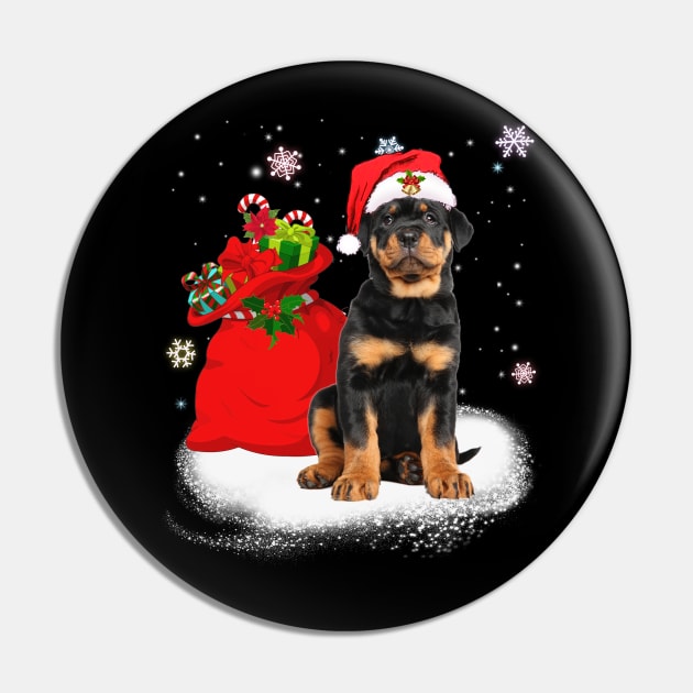 Christmas Santa Rottweiler Pin by TeeAbe