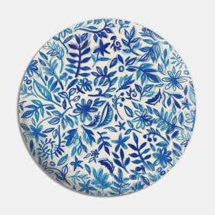 Floating Garden - a watercolor pattern in blue Pin