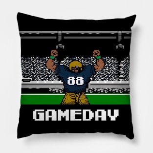 Blue and Gold Football Gameday Retro 8 Bit Linebacker Pillow