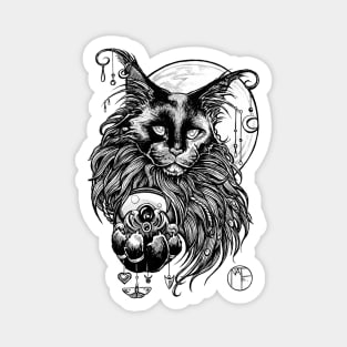 Magic Cat - White Outlined Version Magnet