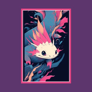 Cute Axolotl Anime Art Design | Cute Animals | Axolotl Hentaii Chibi Kawaii Design T-Shirt