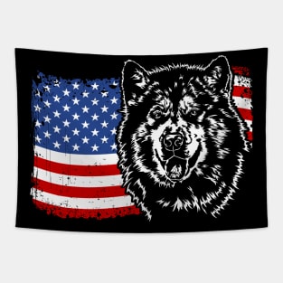 Proud Alaskan Malamute American Flag patriotic gift dog Tapestry