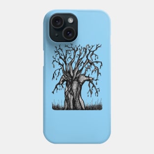 Blue Baobab Artistic Line Drawing Phone Case