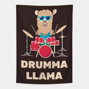 Funny Drummer Llama Tapestry