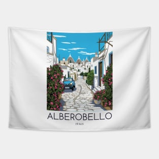 A Pop Art Travel Print of Alberobello - Italy Tapestry