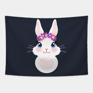 Cute Flower Bunny Happy Easter Present for Girls Tapestry