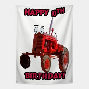 Happy tenth birthday tractor design Tapestry