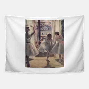 Three dancers in an exercise room - Edgar Degas Tapestry