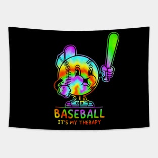 Baseball Its My Therapy Retro Funny Tie Dye Baseball Design Tapestry