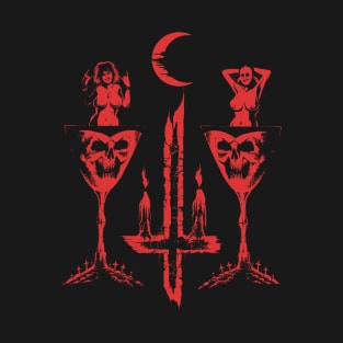 Satanic Goblet Pinups (red version) T-Shirt