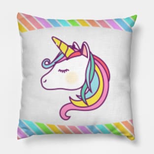 Cute happy colorful unicorn - rainbow Pillow