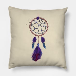 Dreamcatcher Boho Blue Purple Feathers Pillow