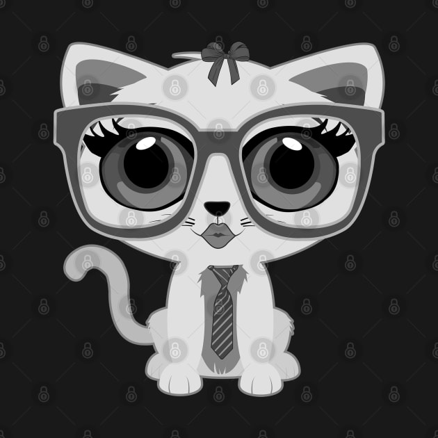 Kitten Nerd - Grey by adamzworld