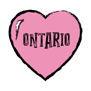 I love Ontario - Vintage Ontario Text in Pink Heart T-Shirt