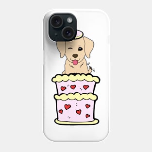 Retriever dog Jumping out of a cake Phone Case