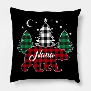 Nana Bear Buffalo Red Plaid Matching Family Christmas Pillow