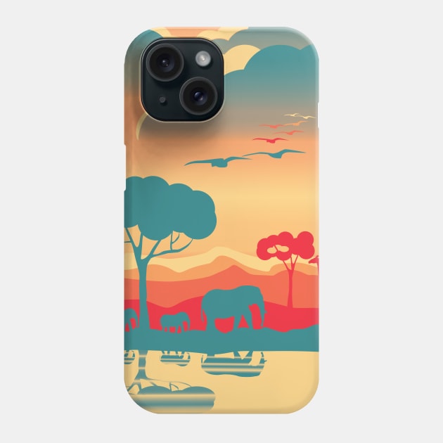 Landscape of an african savanna Phone Case by Nosa rez