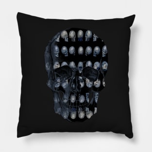 Skull Army Blue (Black Background) Pillow