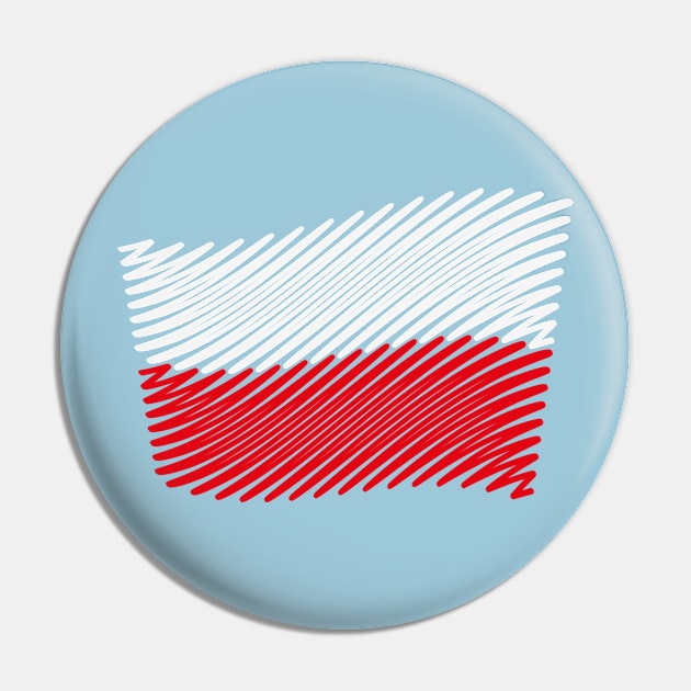 Poland Flag Scribble (White - Red) Pin by MrFaulbaum