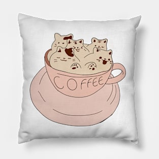 kawaii kittens in coffee cup cute Pillow