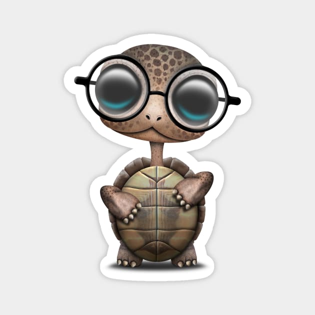 Cute Nerdy Turtle Wearing Glasses Magnet by jeffbartels