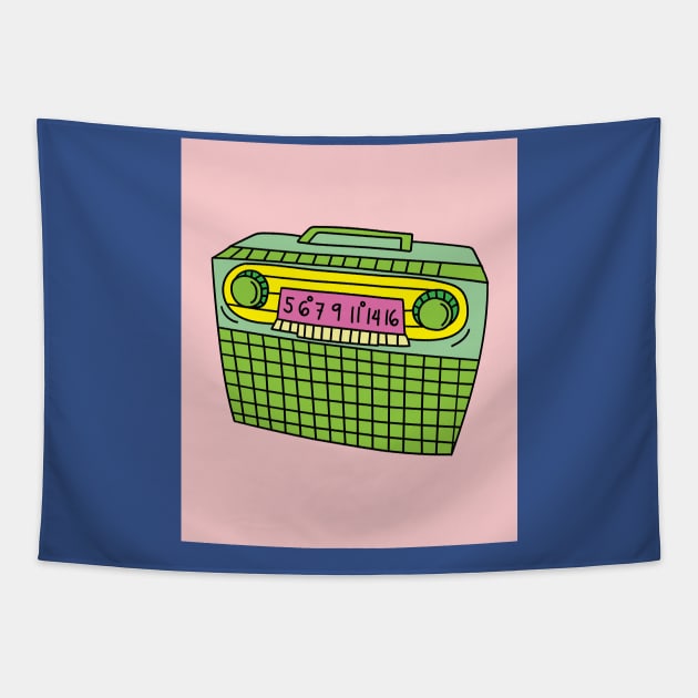 Old Colorful Stylish Retro Music Radios Tapestry by flofin