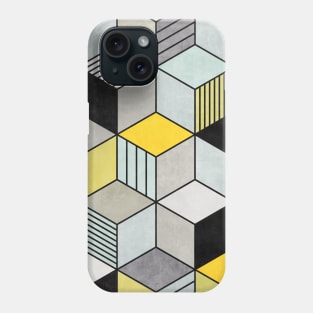 Colorful Concrete Cubes 2 - Yellow, Blue, Grey Phone Case