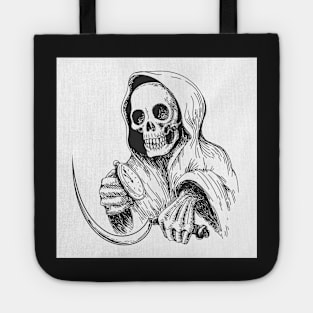 Death with sickle and pocket watch. Tote