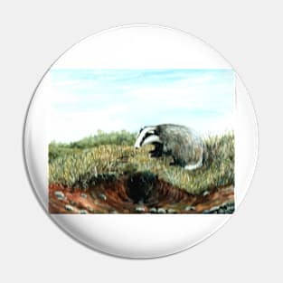 BADGER IN A DEVON FIELD Pin